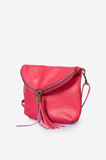 AGATHA leather crossbody bag - Fuxia