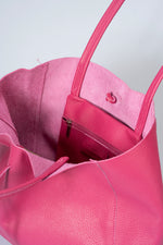 CLOTILDE leather tote bag - Fuxia