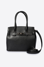 JUNE Leather Top Handle Bag - Black