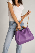 AZALEA leather top handle bag - Lilla
