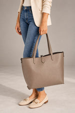 NIOBE leather tote bag - Taupe