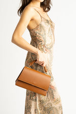 ASTRID leather top handle bag - Cognac
