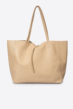 CLOTILDE Leather Tote Bag - Crema