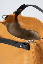 AZALEA leather top handle bag - Cuoio+Black