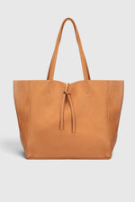CLOTILDE Leather Tote Bag - Cognac
