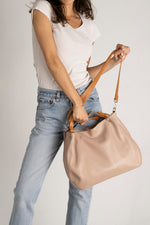 AZALEA leather top handle bag - Cipria+Cuoio