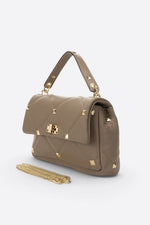 KYLIE leather top handle bag - Taupe
