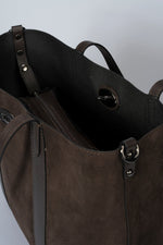 SOLENE suede tote bag - Dark Brown