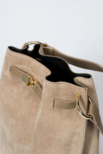 PHOEBE suede shoulder bag - Taupe