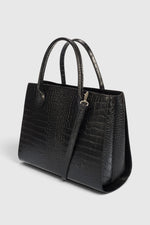 CASSANDRA leather top handle bag - Black