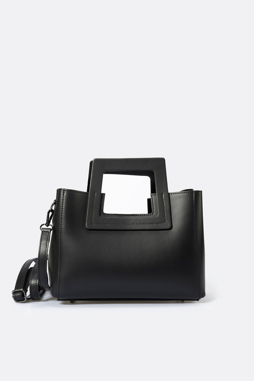 ANTHEA Leather Top Handle Bag - Black