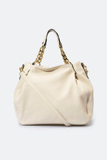 HELEN Leather Shoulder Bag - Beige