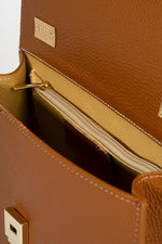 ASTRID leather top handle bag - Cognac