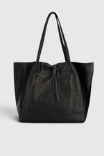 CLOTILDE Leather Tote Bag - Black