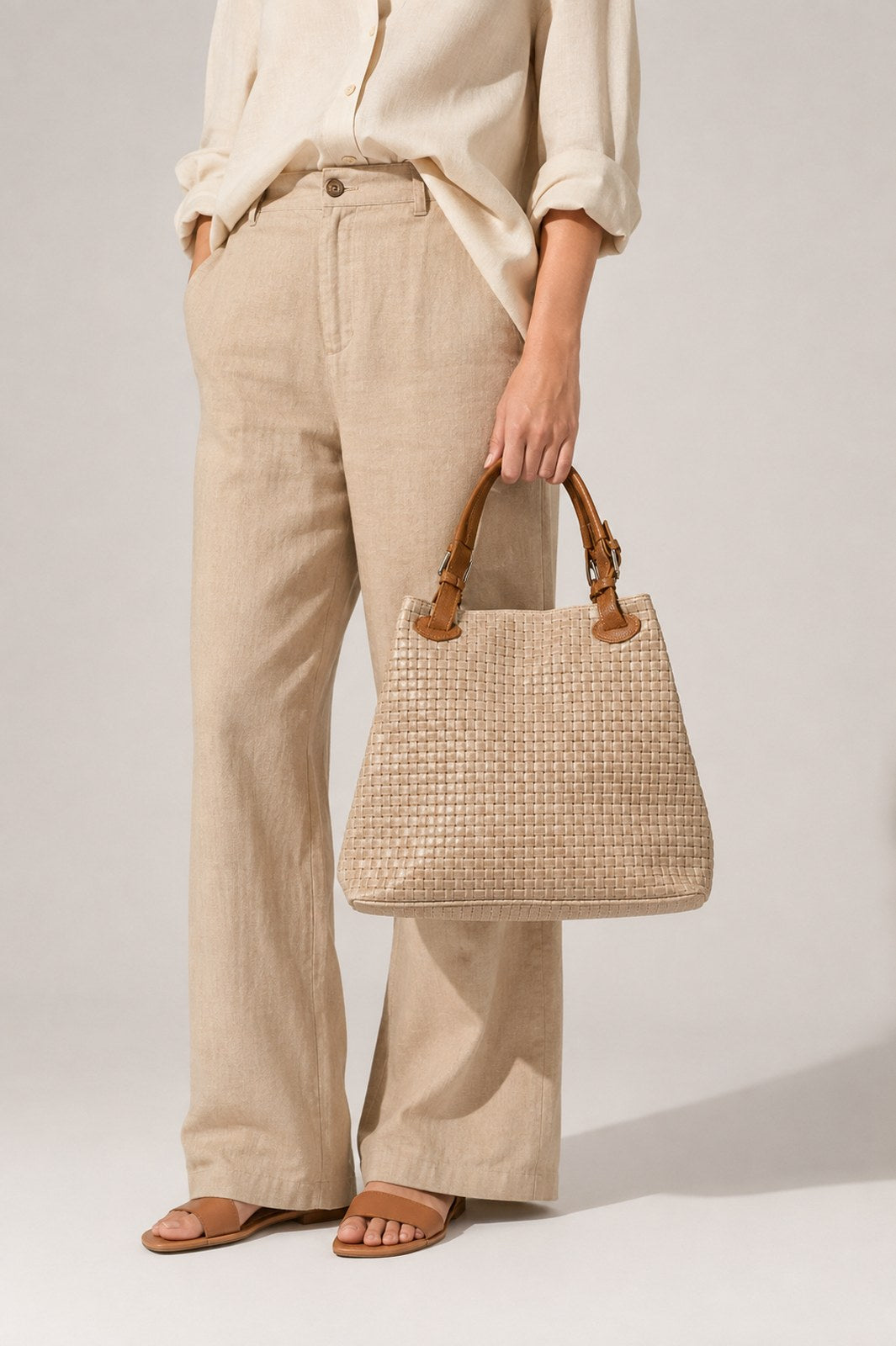 ARIA suede tote bag - Taupe