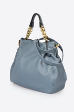 HELEN leather shoulder bag - Celeste