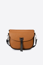 BELA Leather Crossbody Bag - Cognac+Black