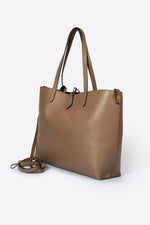 NIOBE leather tote bag - Taupe