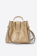 DIONE Leather Top Handle Bag - Taupe