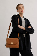 MAISIE leather crossbody bag - Cognac