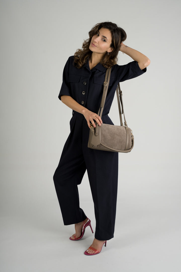 Brisella Italian Leather Bowling Bag