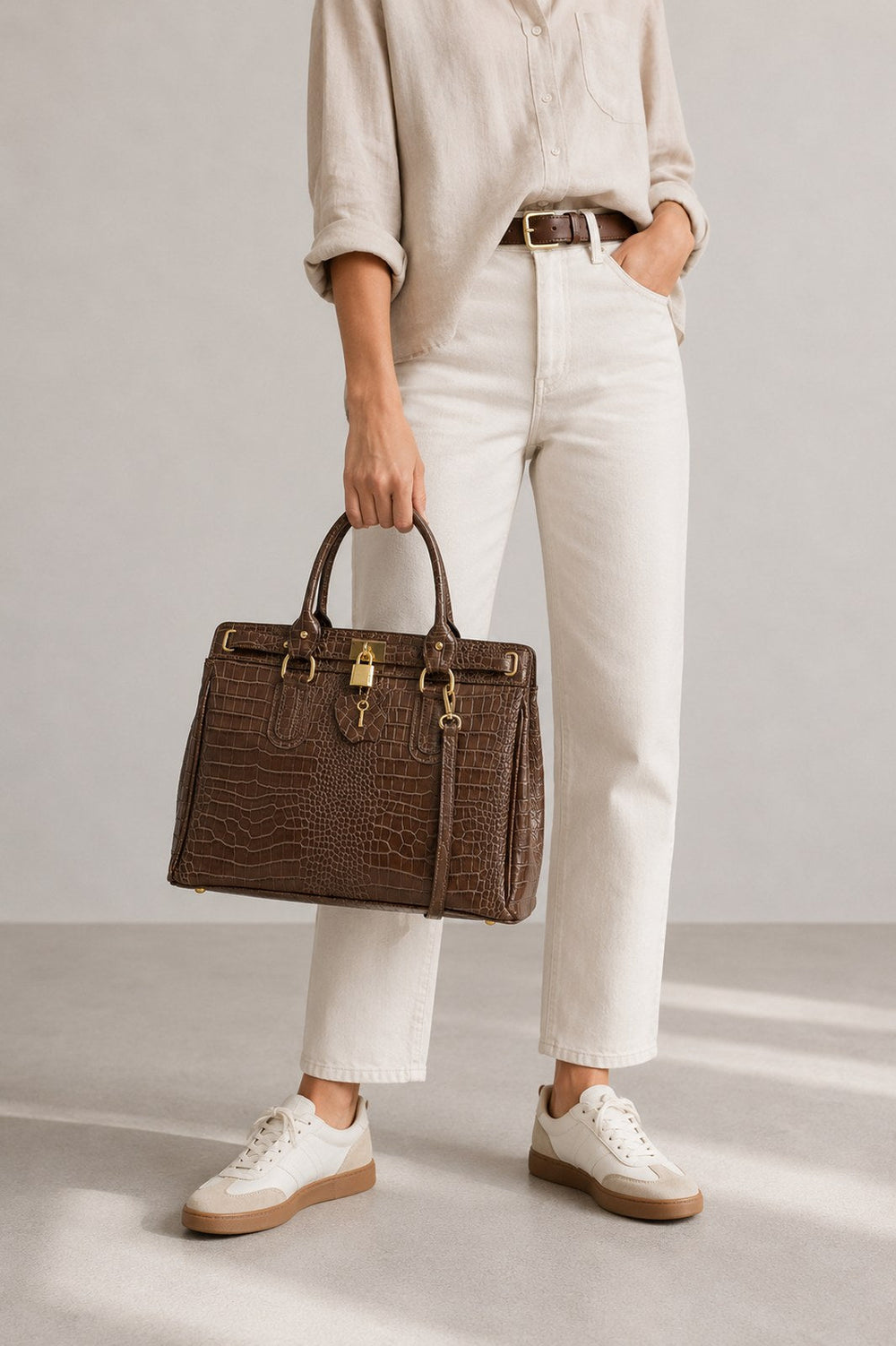 Celmira Italian Leather Top Handle Bag