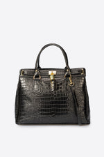 INGRID Leather Top Handle Bag - Black