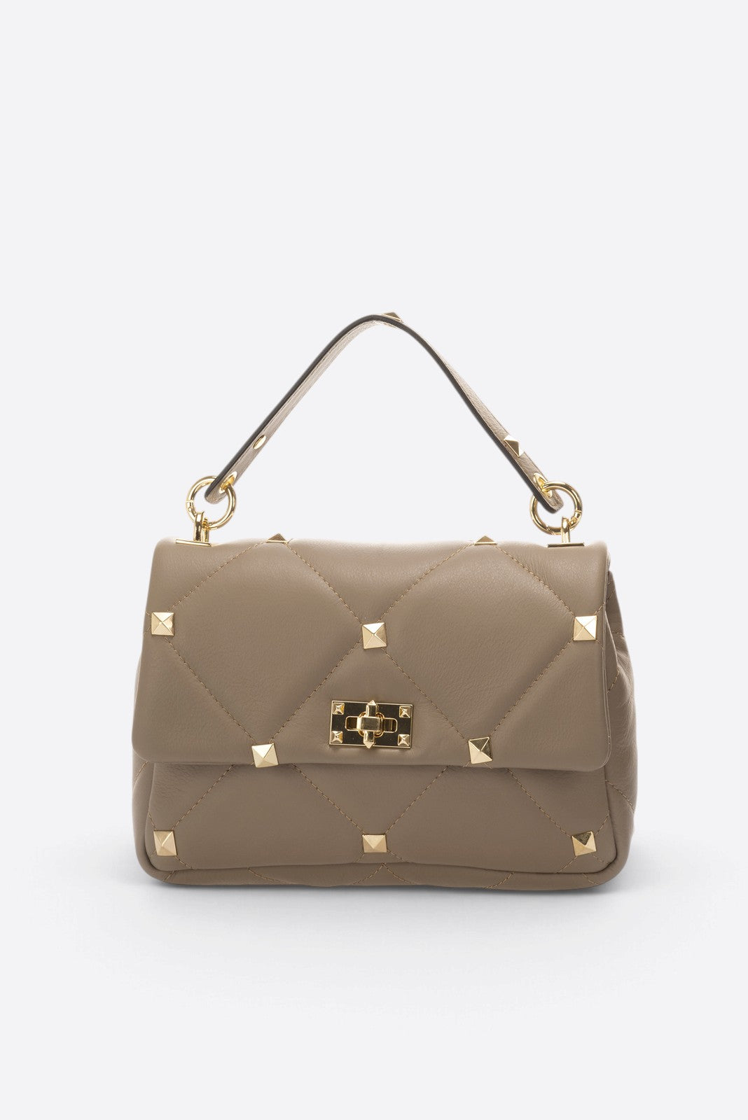 KYLIE Leather Top Handle Bag - Taupe