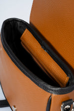 BELA leather crossbody bag - Cognac+Black