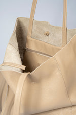 CLOTILDE leather tote bag - Crema