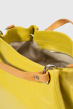 AZALEA leather top handle bag - Pistacchio+Cuoio