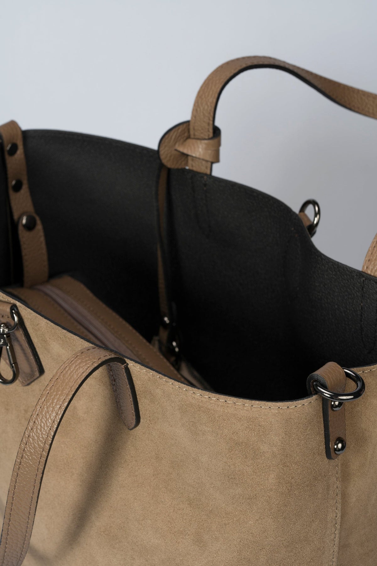 ODETTE suede tote bag - Taupe