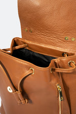 CORA leather backpack - Cognac
