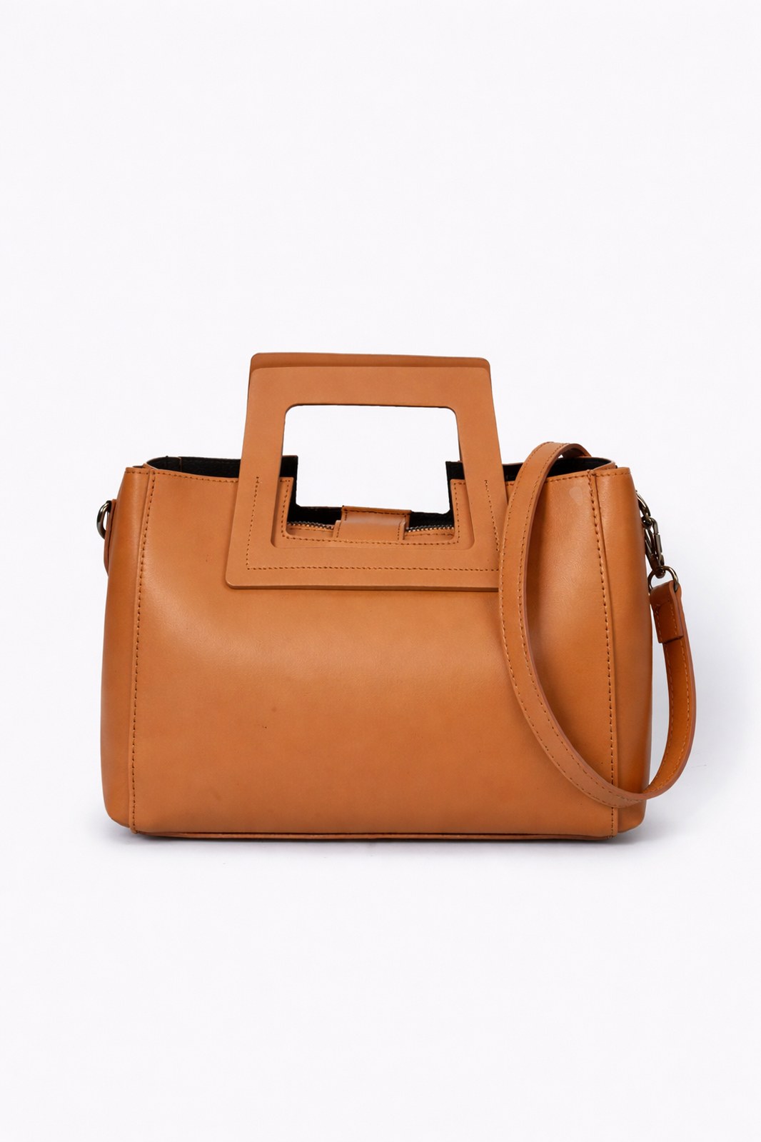 ANTHEA Leather Top Handle Bag - Cuoio