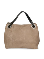 Italian Printed Suede Shopper Bag – Taupe | Borsa D’Oro