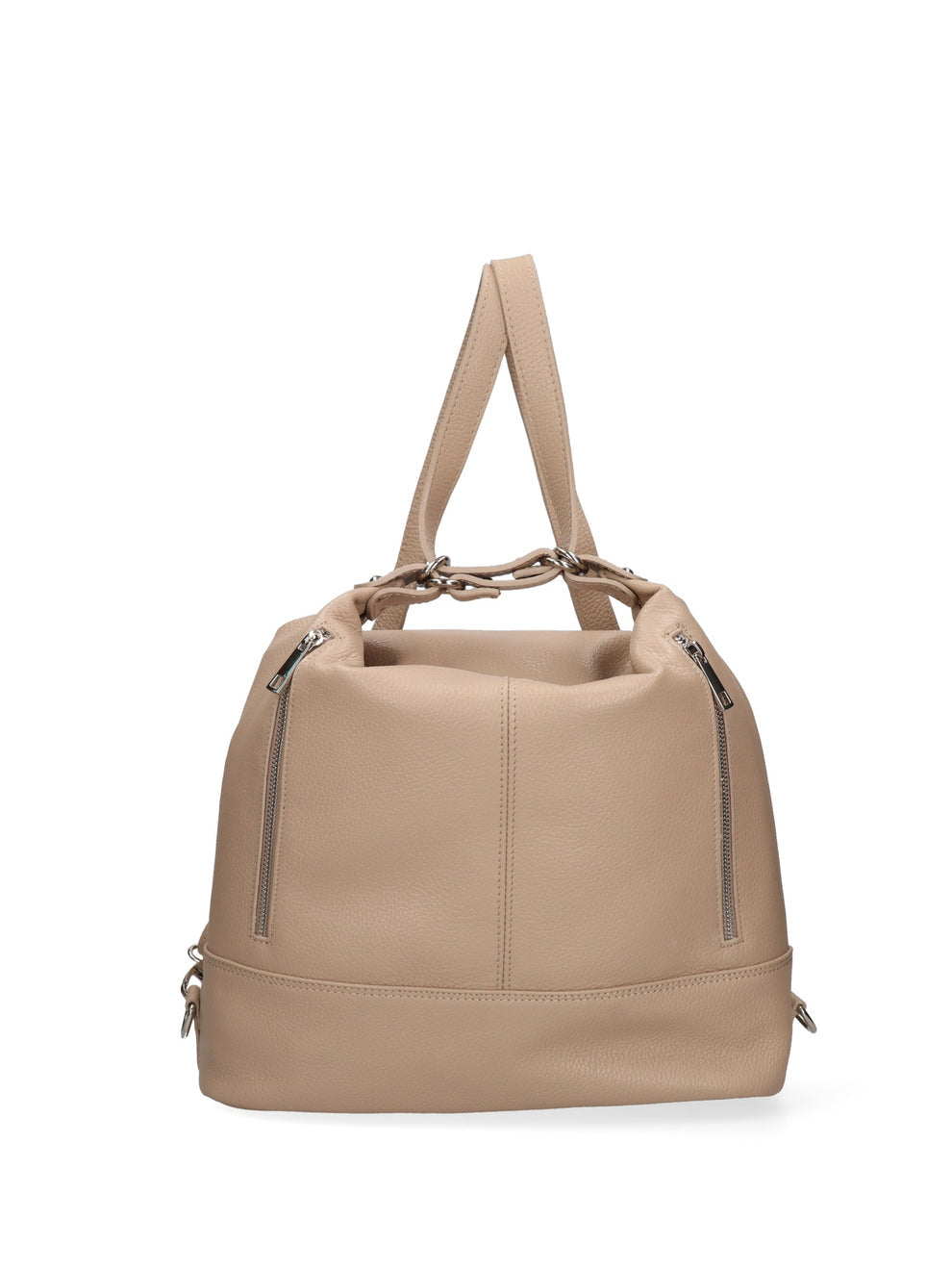 Convertible Italian Leather Shoulder Bag – Cappuccino | Borsa D’Oro