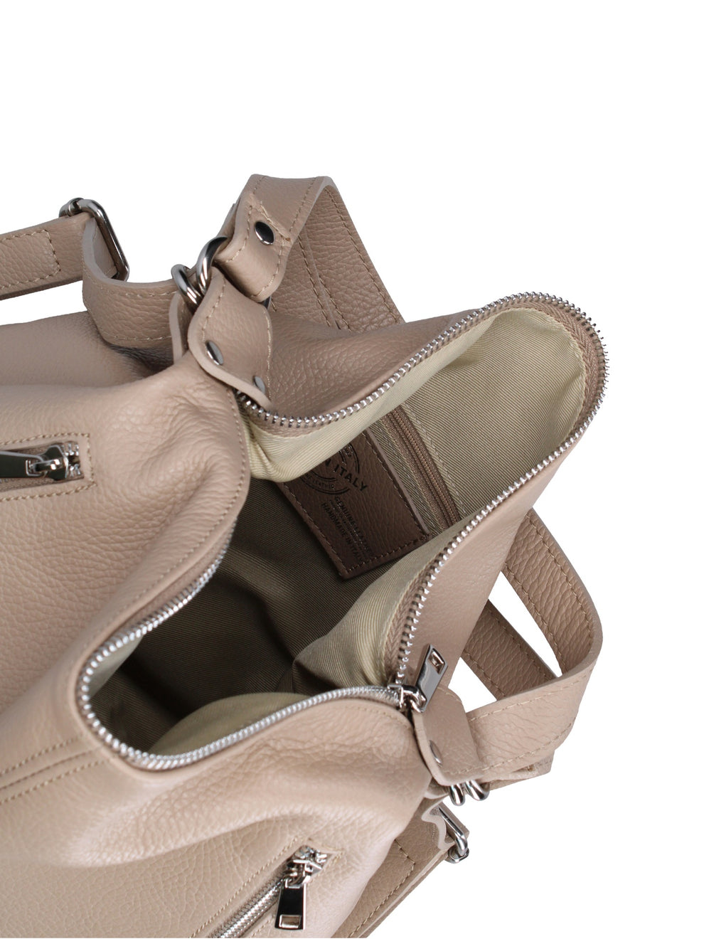 Convertible Italian Leather Shoulder Bag – Cappuccino | Borsa D’Oro