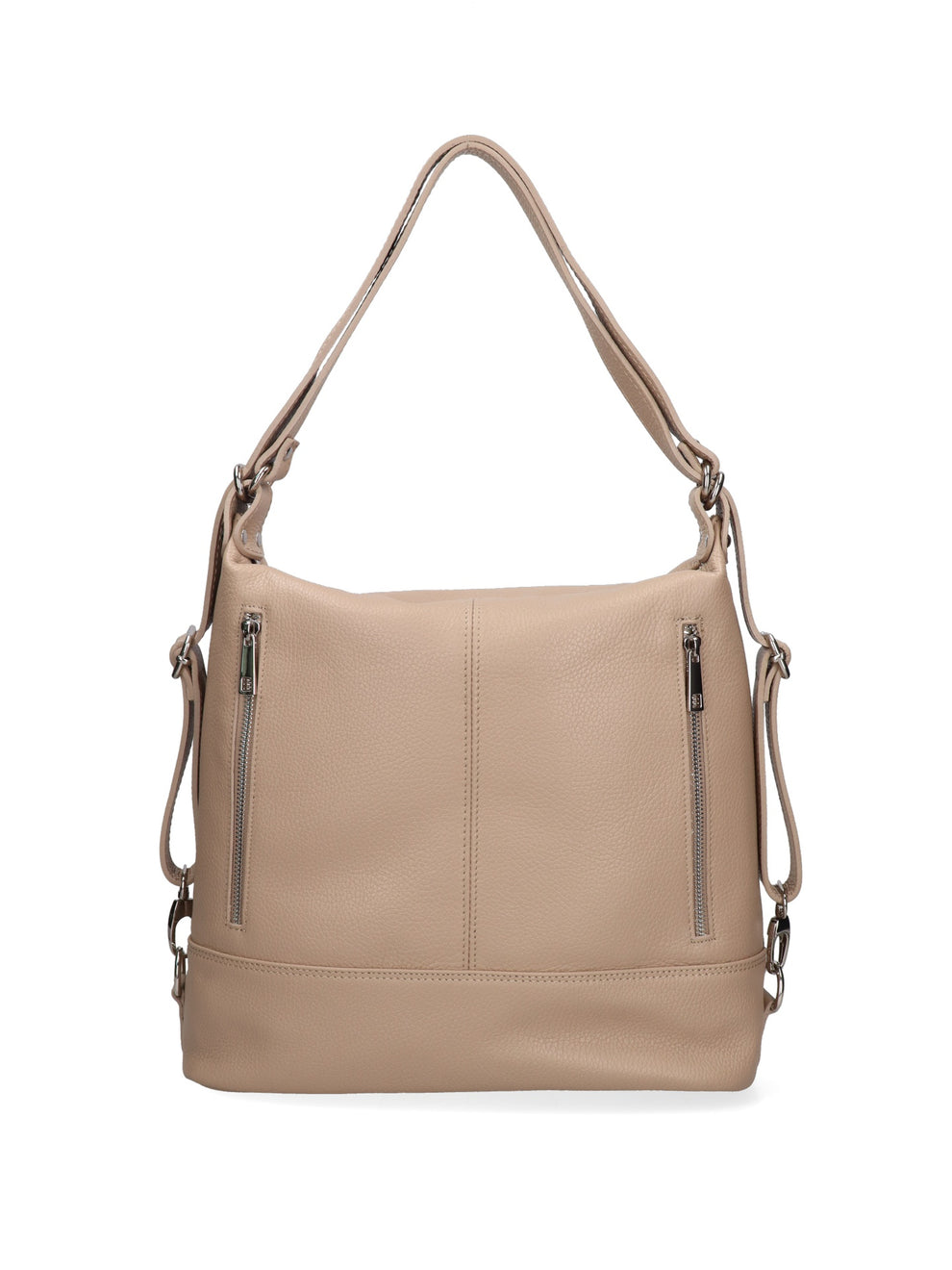 Convertible Italian Leather Shoulder Bag – Cappuccino | Borsa D’Oro